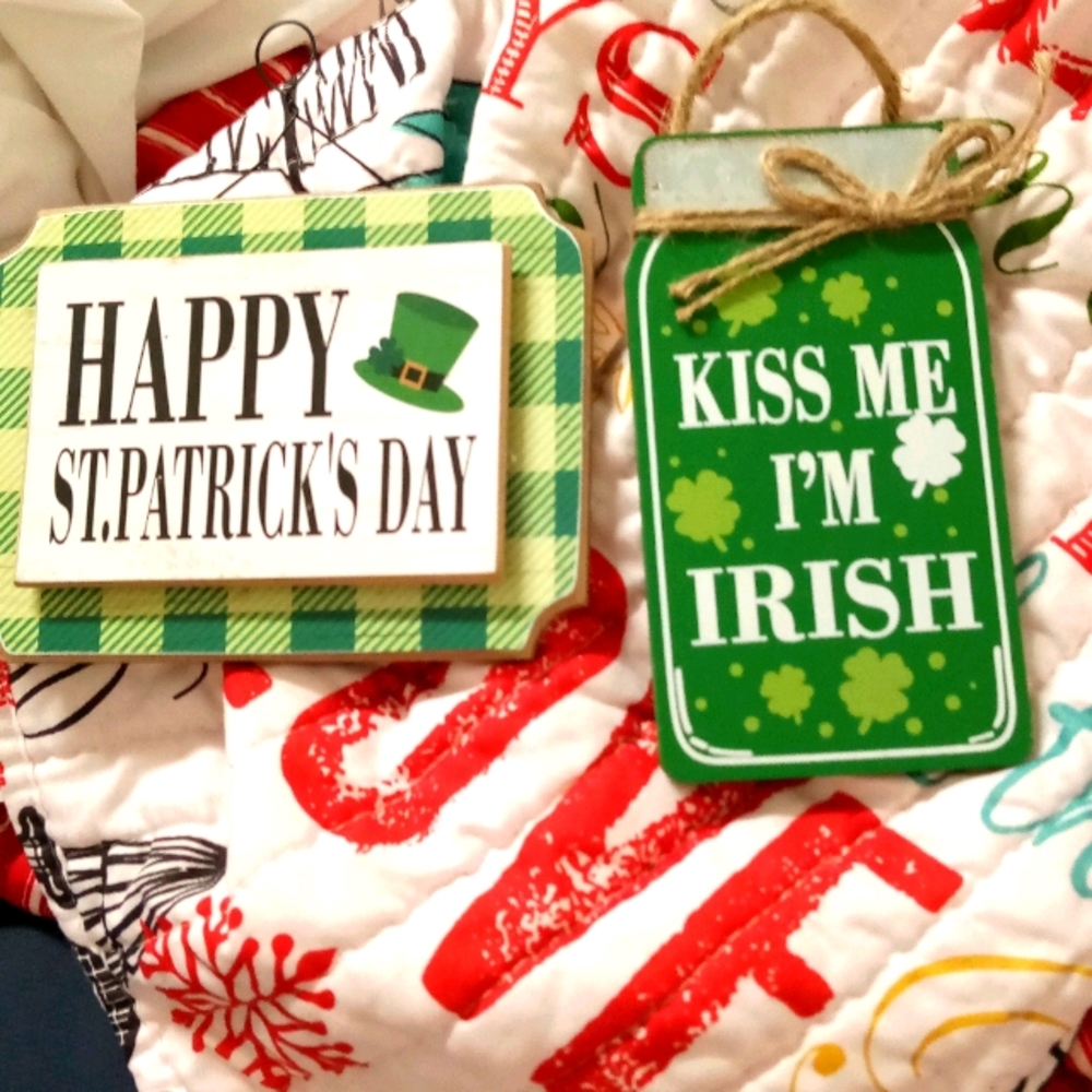 St.Patricks Day Two Wooden Signs New With Tags